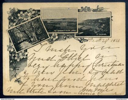 1898 Postcard Jersey multi image Postcard, Great Britain, used Jersey to Germany on Christmas Day 1898