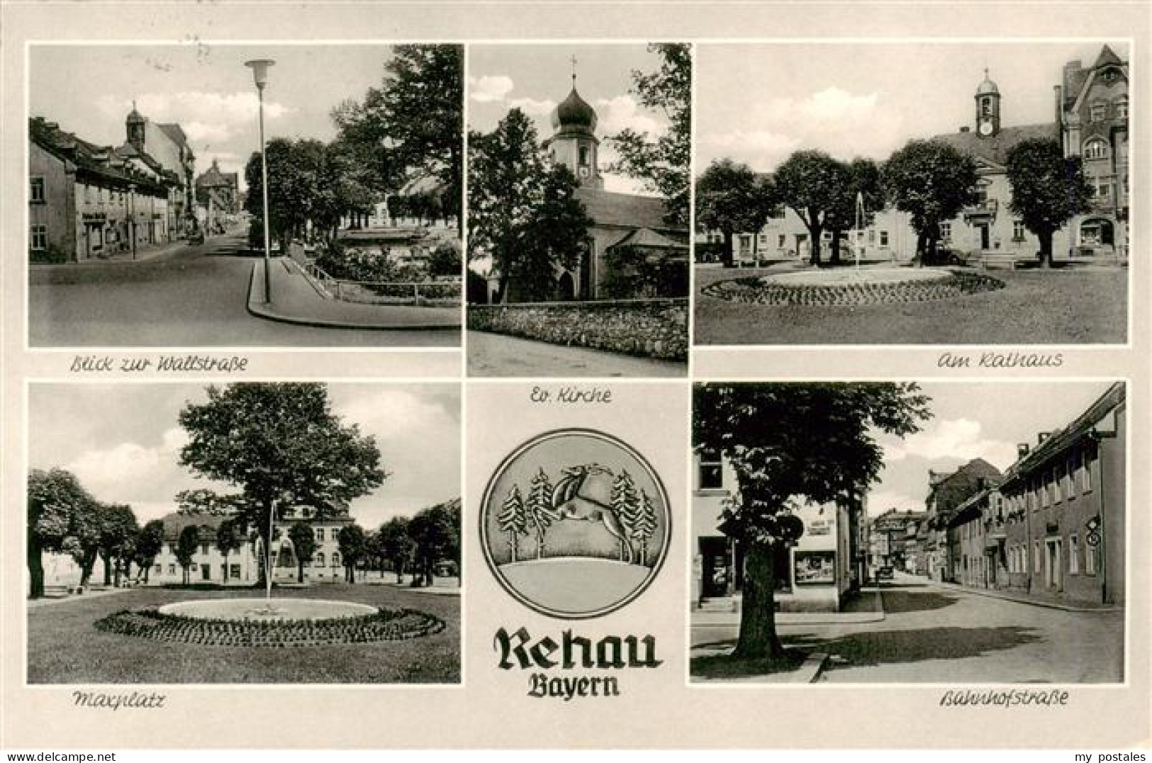 Rehau Bayerische Ostmark Wallstrasse Kirche Rathaus Bahnhofstrasse Maxplatz