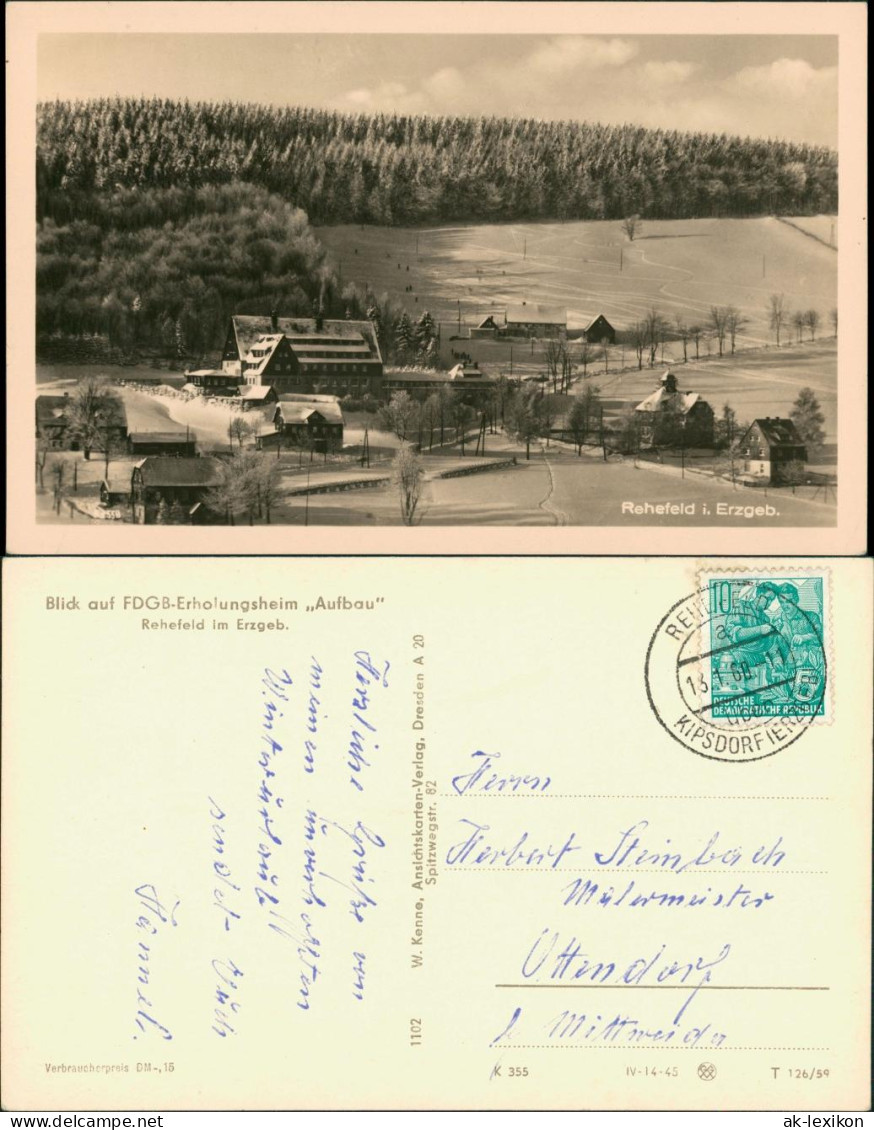 Rehefeld-Altenberg (Erzgebirge)   Erholungsheim Aufbau Skihang 1960