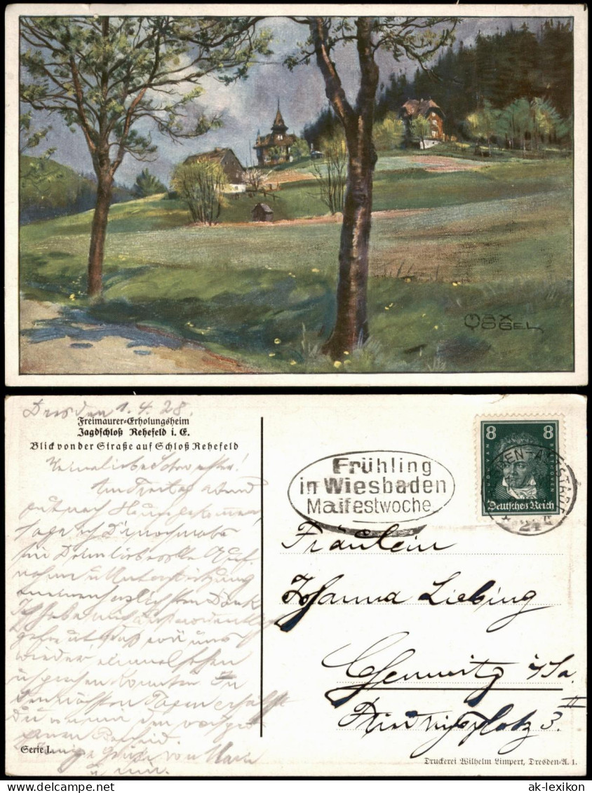 Rehefeld-Altenberg (Erzgebirge) Jagdschloss - Künstlerkarte 1929
