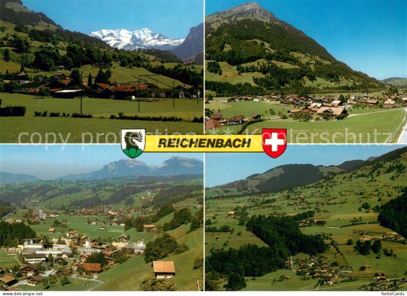 Reichenbach Kandertal BE Dorf mit Bluemlisalp Kien Dorf mit Niesen Faltschen