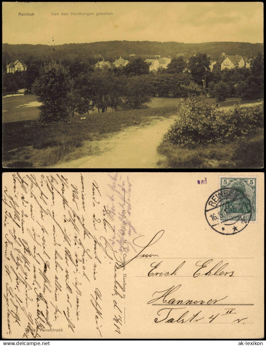 Reinbek Panorama von den Haidbergen gesehen 1911   gelaufen mit Stempel REINBEK