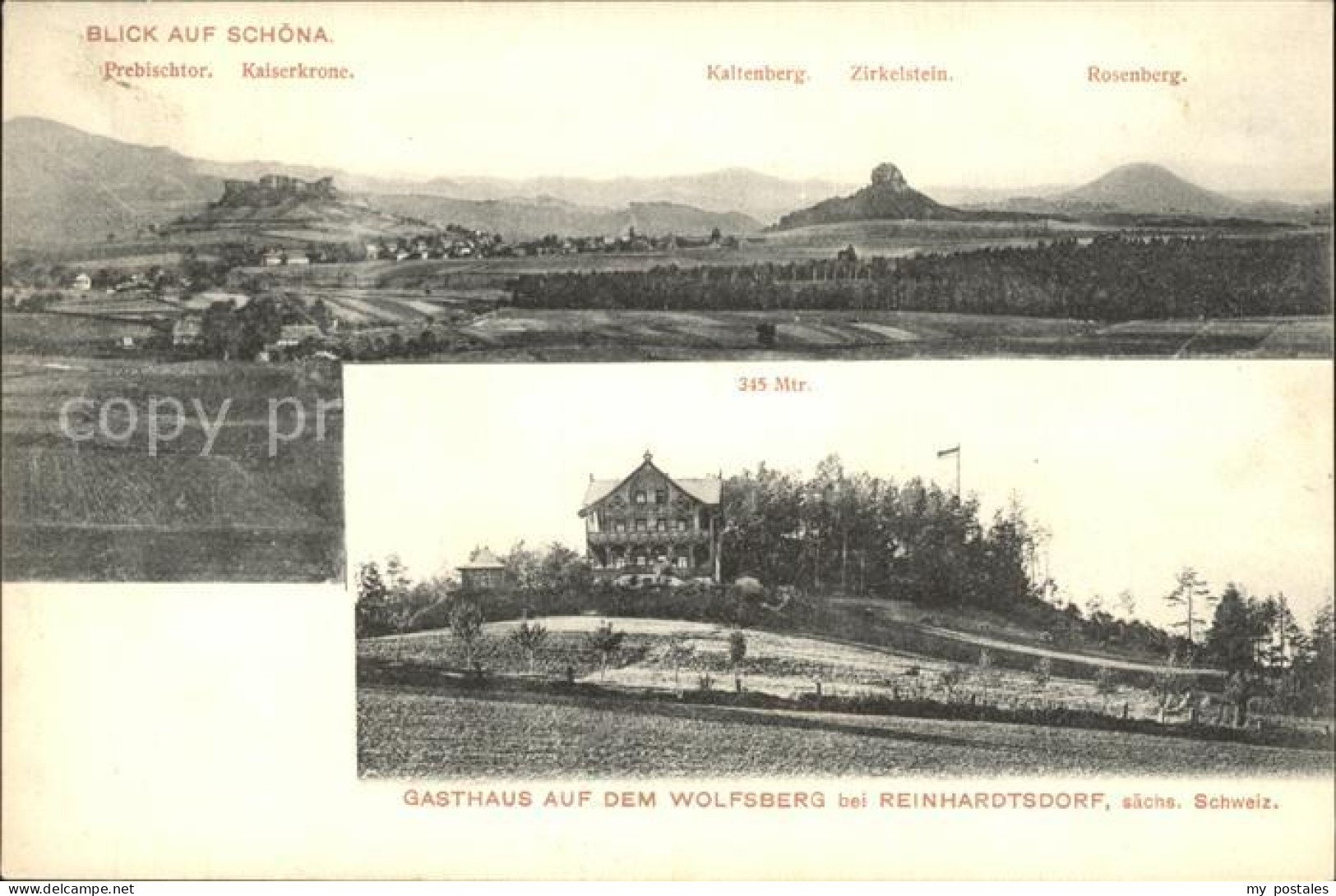 Reinhardtsdorf-Schoena Panorama Elbsandsteingebirge Gasthaus auf dem Wolfsberg
