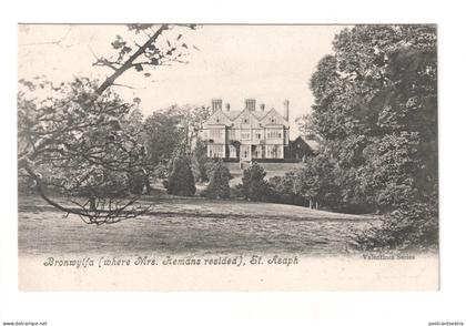St Asaph - Bronwylfa, home of poet Felicia Hemans - old Flintshire postcard