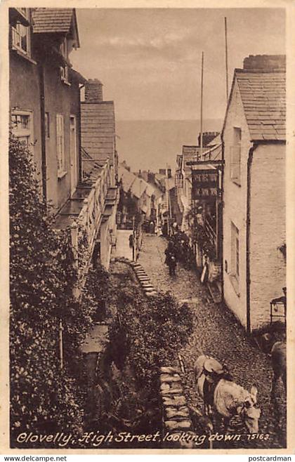 England - CLOVELLY - High Street, looking down