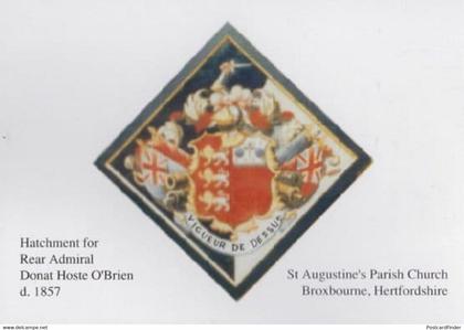 Admiral Donat Hoste O'Brien Hatchment Regalia Broxbourne Hertfordshire Postcard