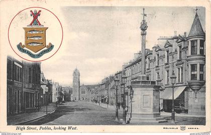 BR64367 high stret peebles looking west heraldic   scotland