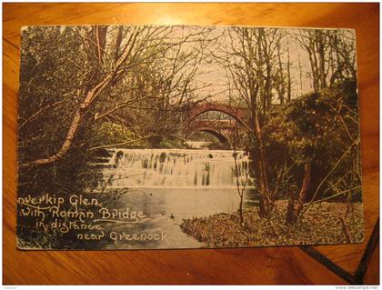 ROMAN BRIDGE GREENOCK Bath 1906 cancel post card Renfrewshire Scotland UK GB