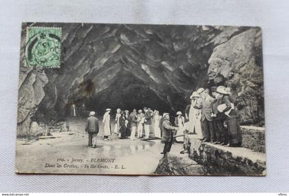Cpa 1913, Jersey, Plemont, dans les grottes, Angleterre