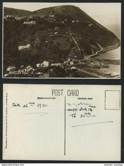 Devon LYNMOUTH from TORS 1935 Old Postcard Harbour Boat