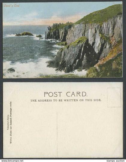 Land's End Cornwall Old Colour Postcard Rough Sea, Cliffs Rocks, Coast Lands End