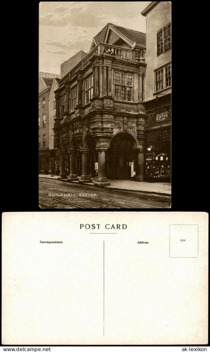 Postcard Exeter Exeter Guildhall mit Ladengeschäft Curry's Cycles 1910