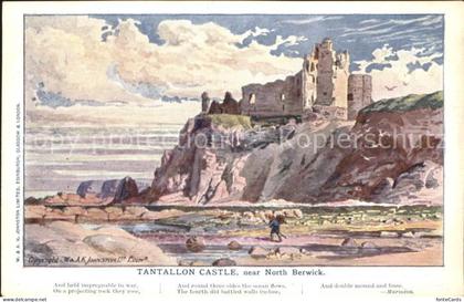 North Berwick East Lothian Tantallon Castle Drawing Kuenstlerkarte