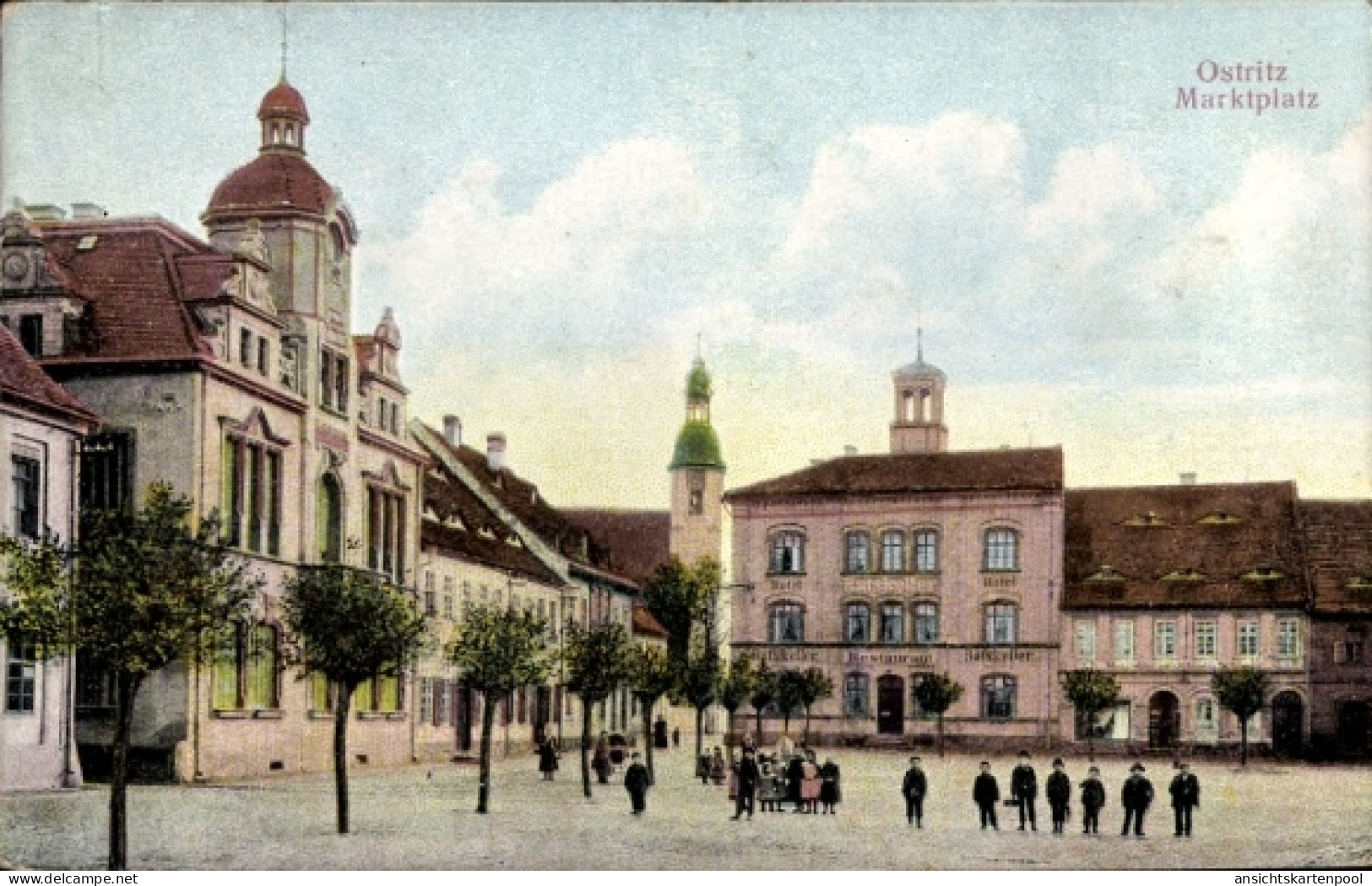 Relief CPA Ostritz in der Oberlausitz, Marktplatz