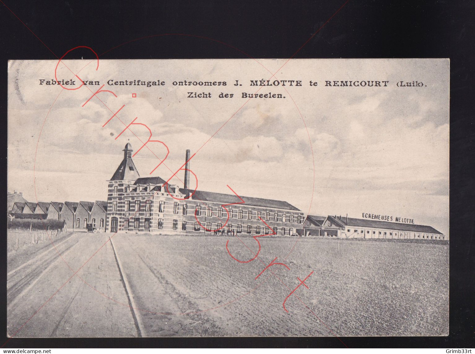 Remicourt - Fabriek van Centrifugale ontroomers J. Mélotte - Zicht der Bureelen - postkaart