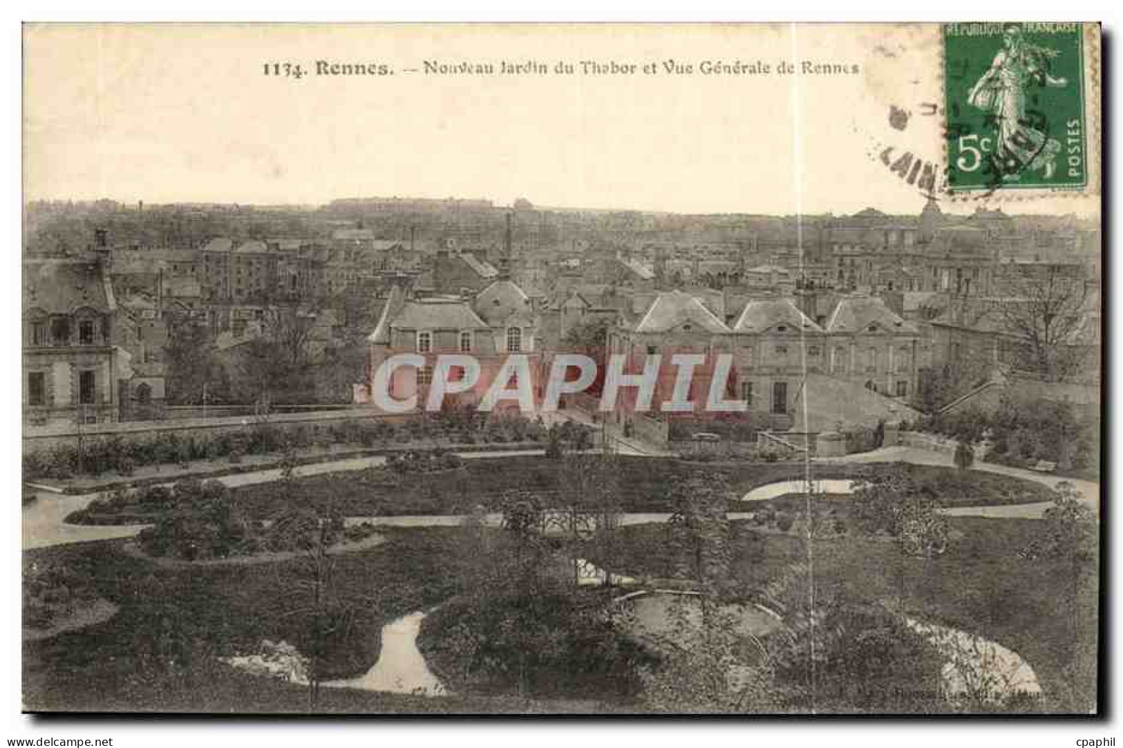 Rennes - Nouveau jardin du Thabor et Vue Generale de Rennes - CPA
