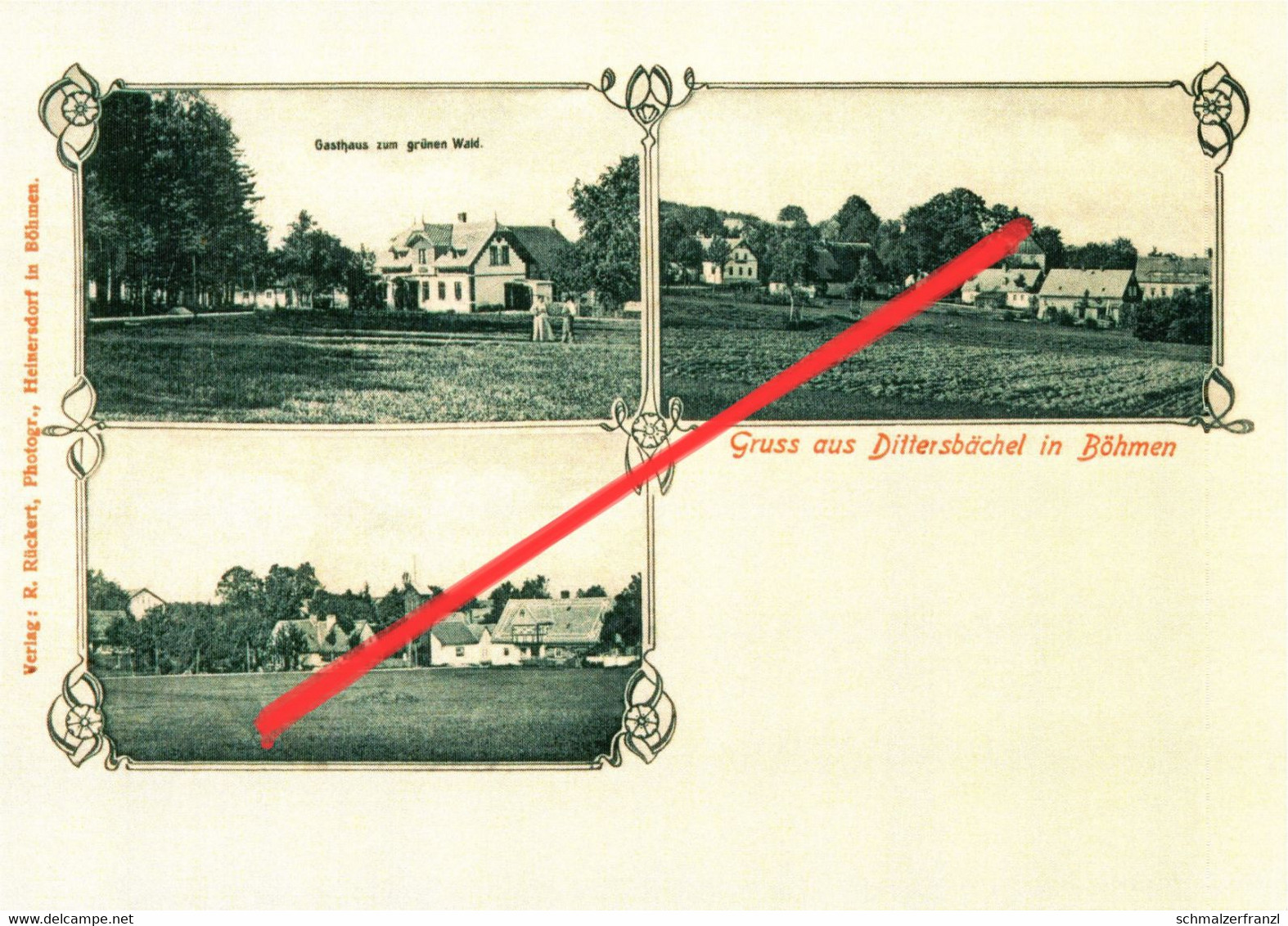 REPRO AK Dittersbächel Detrichovec Gasthof Baude a Heinersdorf Wigandsthal Volkersdorf Neustadt Tafelfichte Isergebirge