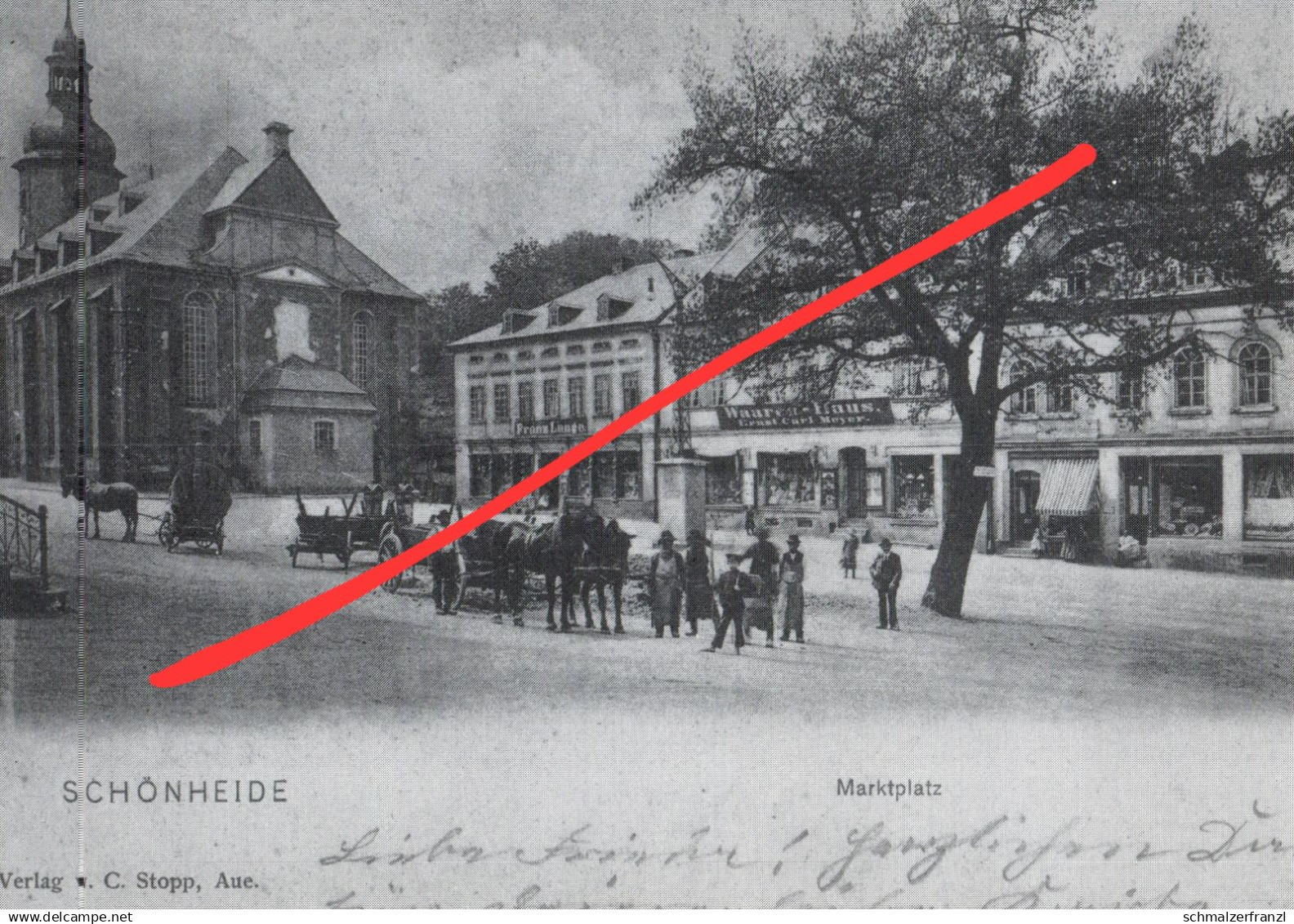 REPRO AK Schönheide Marktplatz Laden Warenhaus ? a Eibenstock Auerbach Stützengrün Rothenkirchen Aue Vogtland Erzgebirge
