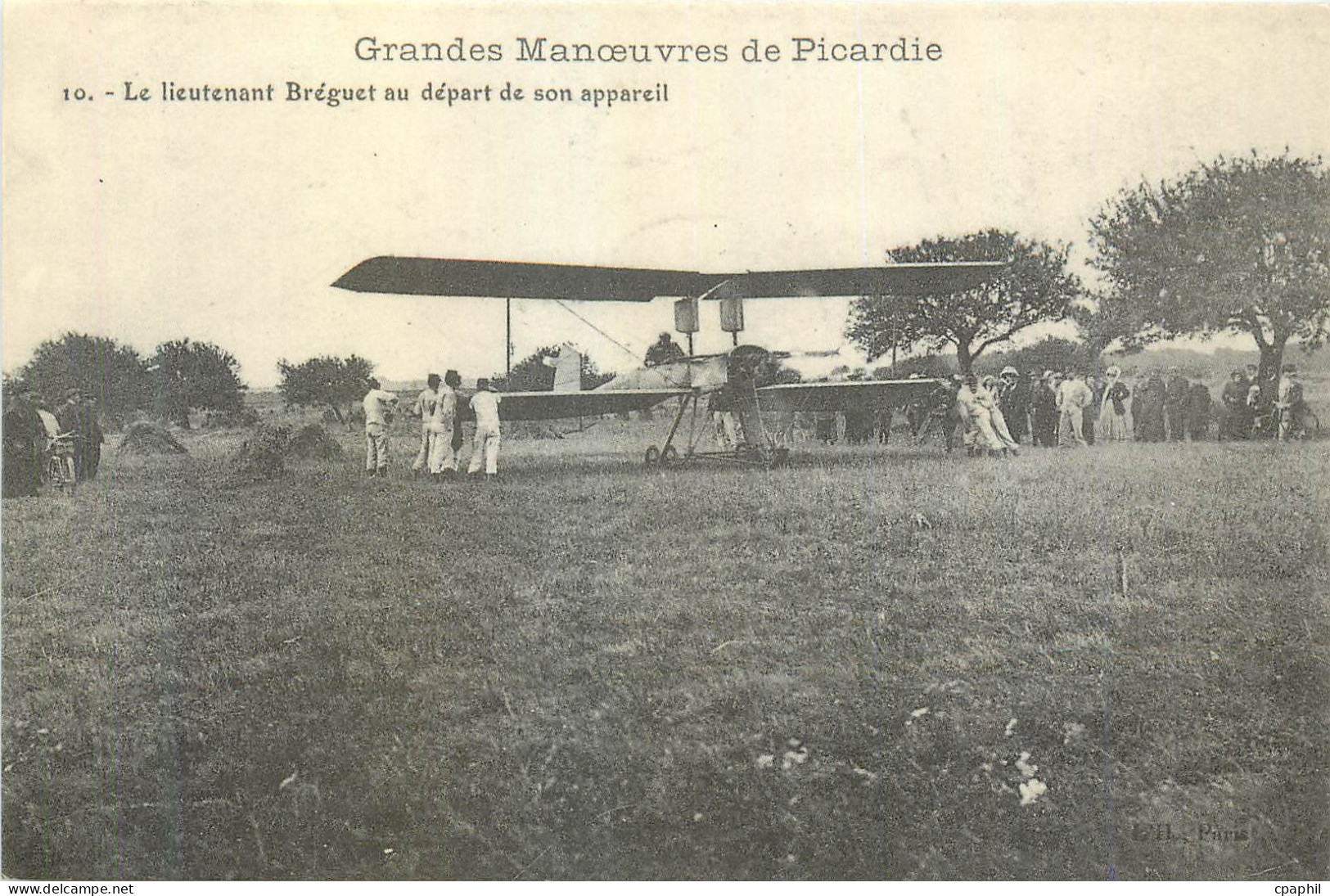REPRO Grandes Manoeuvres de Picardie le lieutenant Breguet au depart de son appareil Avion Aviation