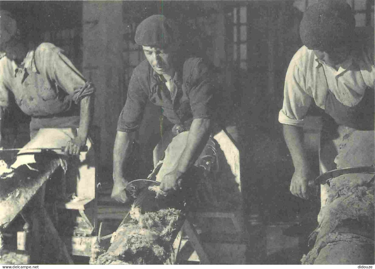 Reproduction CPA - 12 Millau - Un atelier de préparation des peaux pour la fabrication des gants à Millau vers 1950 - CP