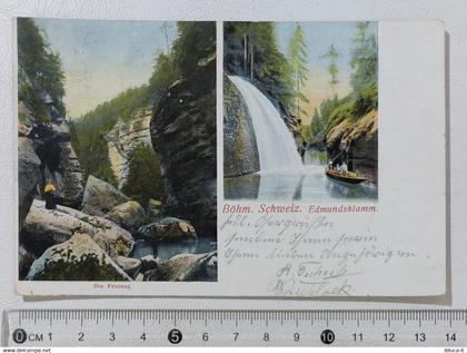 I121880 Cartolina Rep. Ceca - Böhm. Schweiz - Edmundsklamm - Festung - VG 1908