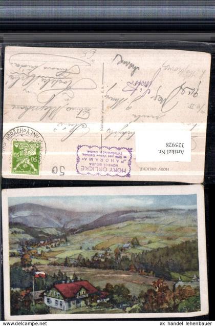 325928,Künstler AK Cina Jelinek Hory Orlicke Horska bouda Panorama
