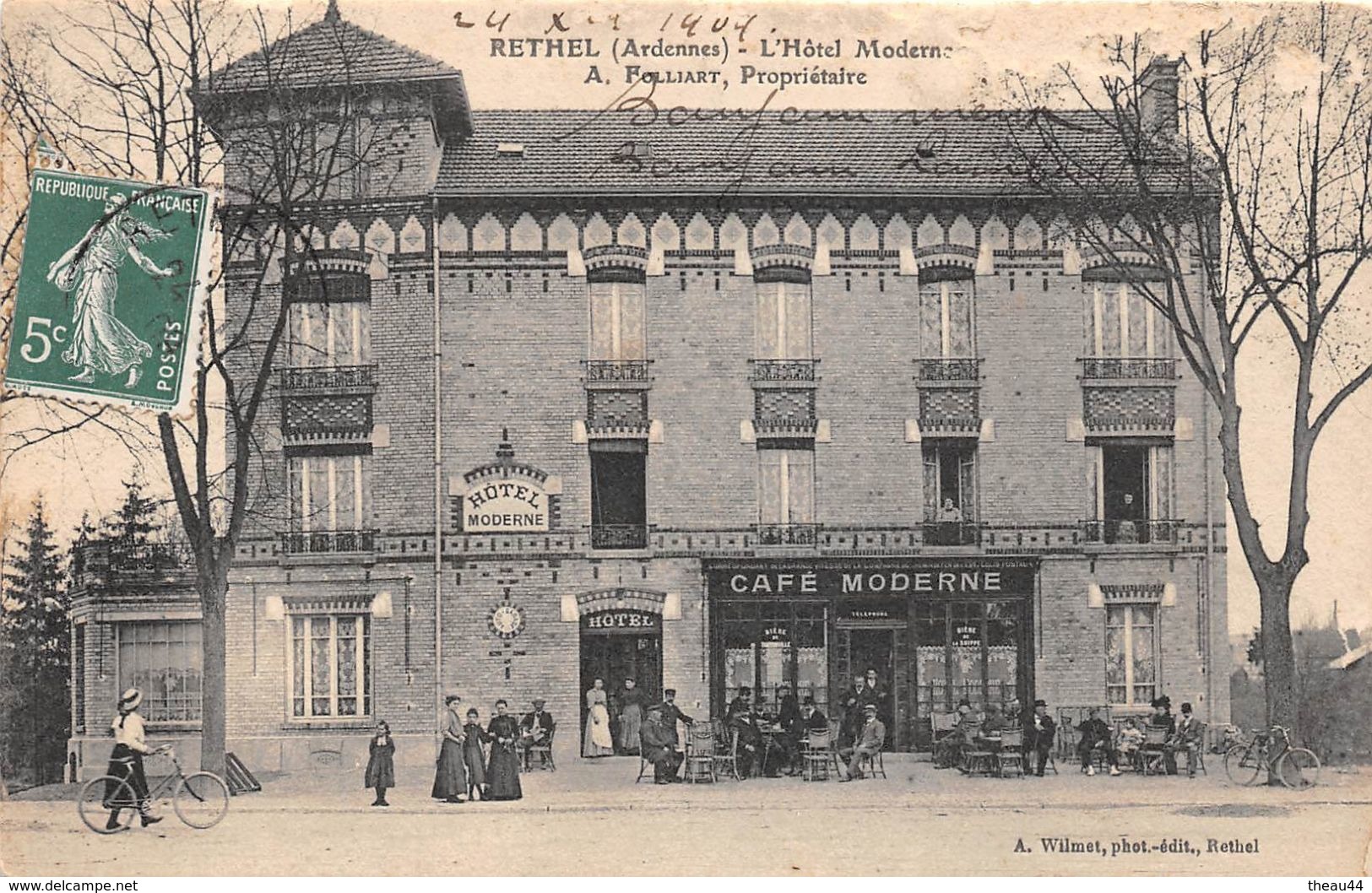 ¤¤   -   RETHEL   -   L'Hôtel Moderne " A. FOLLIART "  -  Café Moderne    -   ¤¤