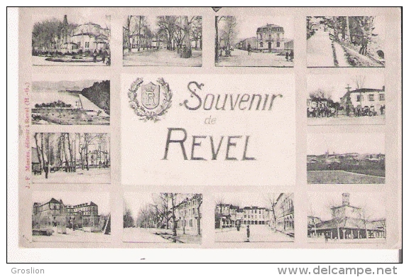 REVEL (HAUTE GARONNE) CARTE FANTAISIE 12 VUES DE REVEL 1916