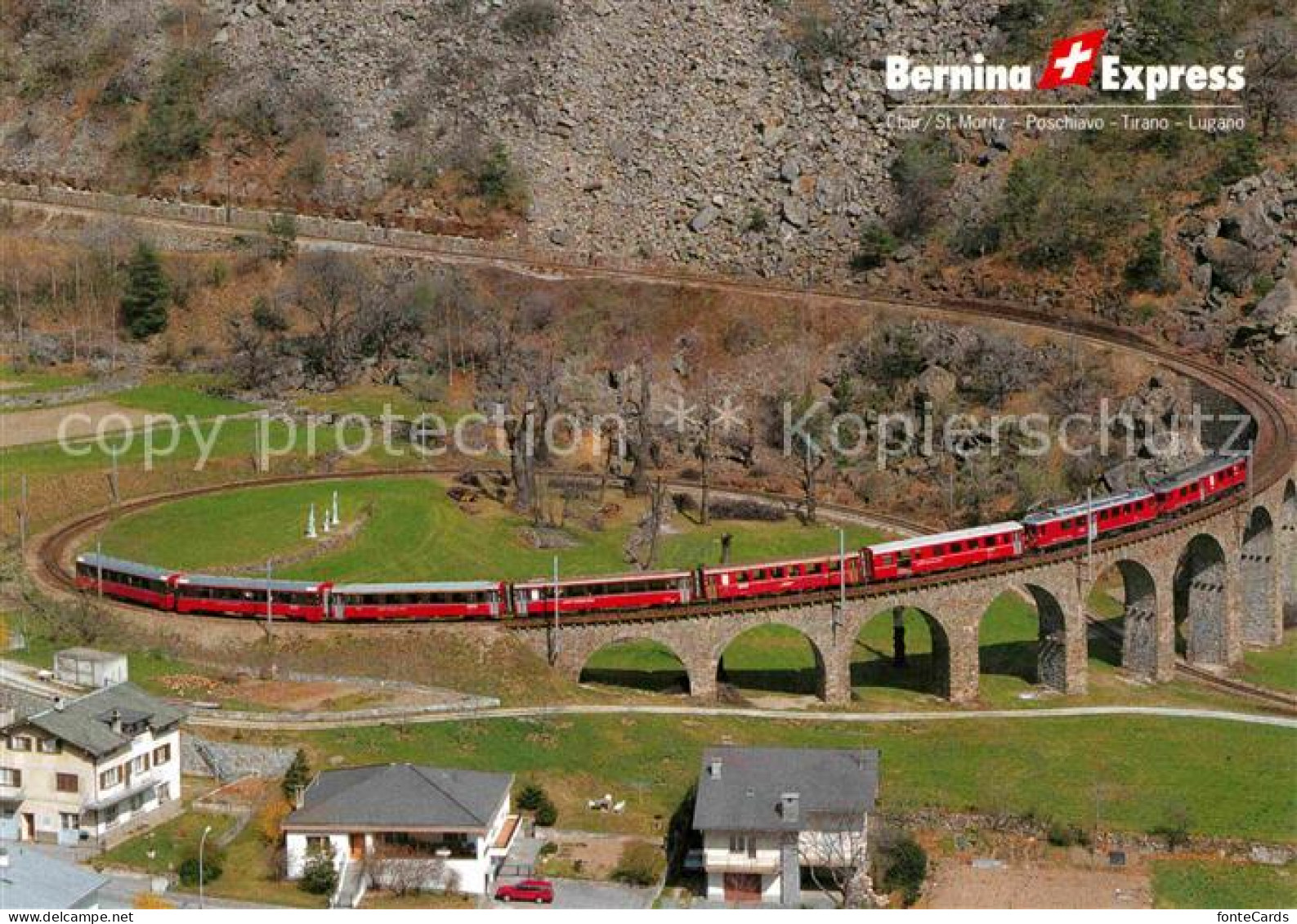 Rhaetische Bahn Bernina-Express Kehrviadukt Brusio