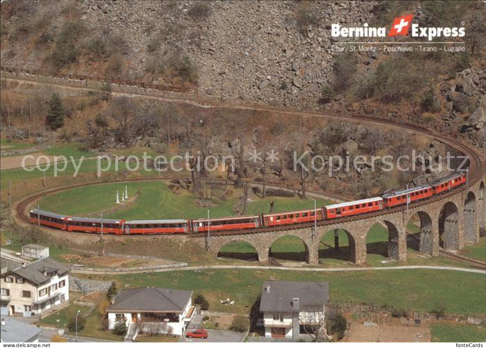 Rhaetische Bahn Bernina-Express Kehrviadukt Brusio