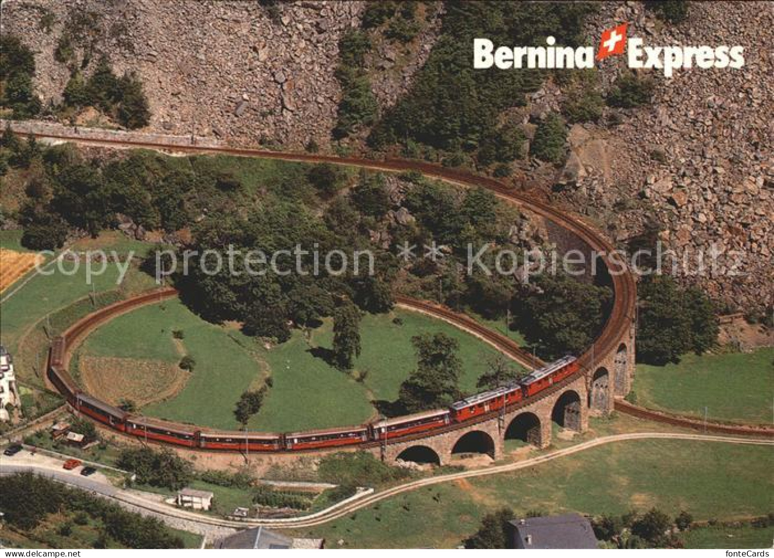 Rhaetische Bahn Bernina-Express Kehrviadukt Brusio