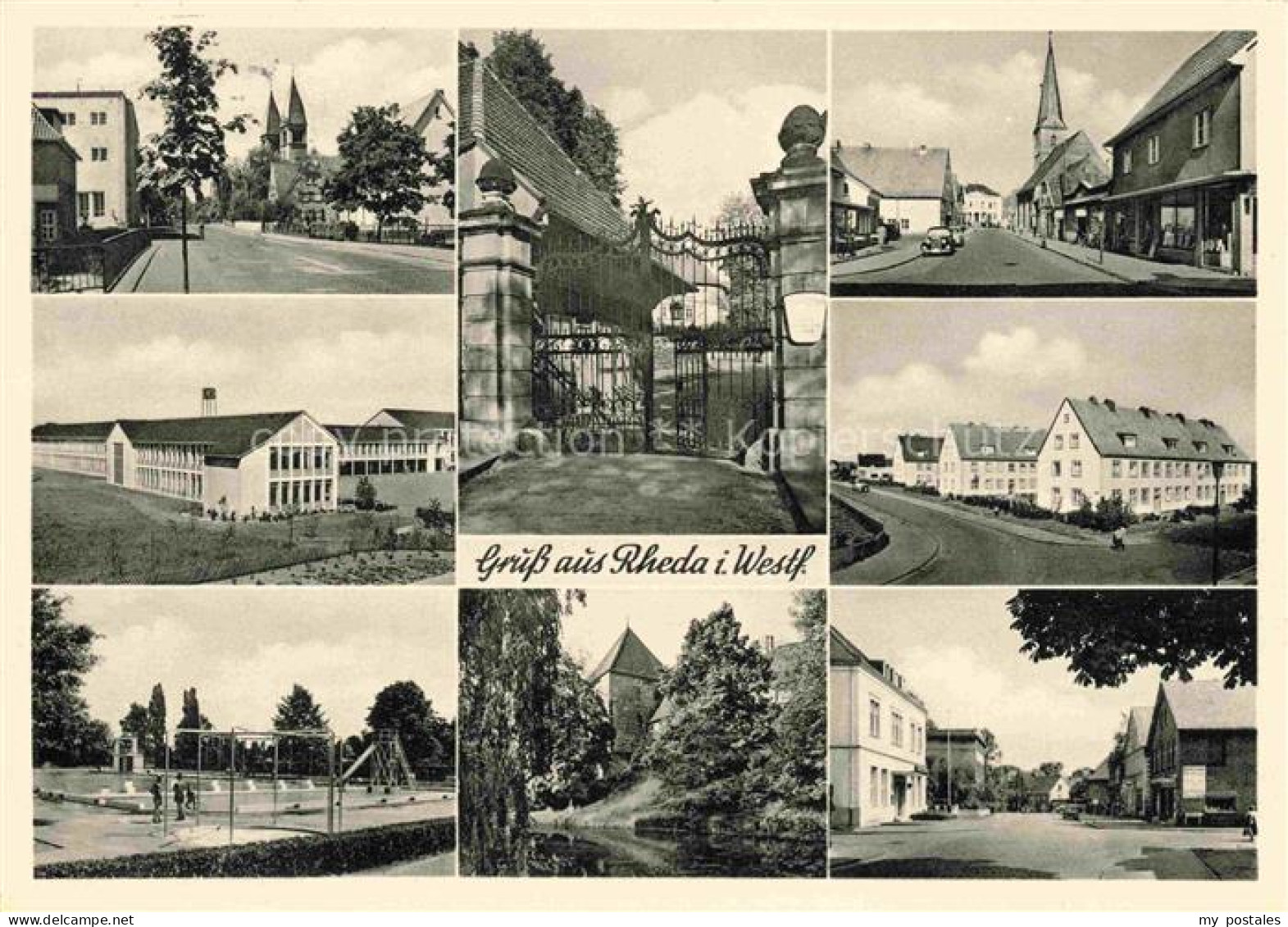 Rheda -Wiedenbrueck Westfalen Strassenpartien Schloss Tor Schule Freibad