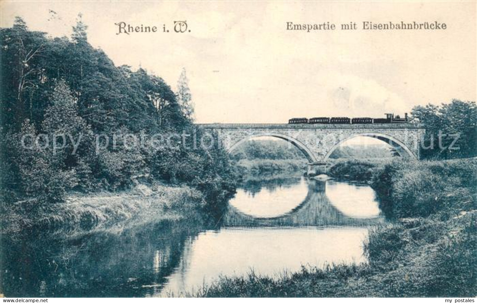 Rheine Emspartie mit Eisenbahnbruecke