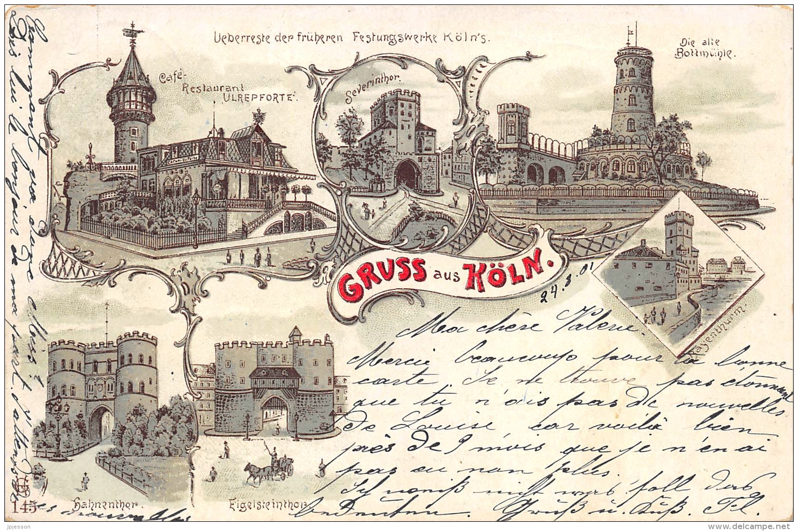 RHENANIE DU NORD - WESTPHALIE  KOLN  GRUSS AUS  CARTE DESSINEE  VUES MULTIPLES