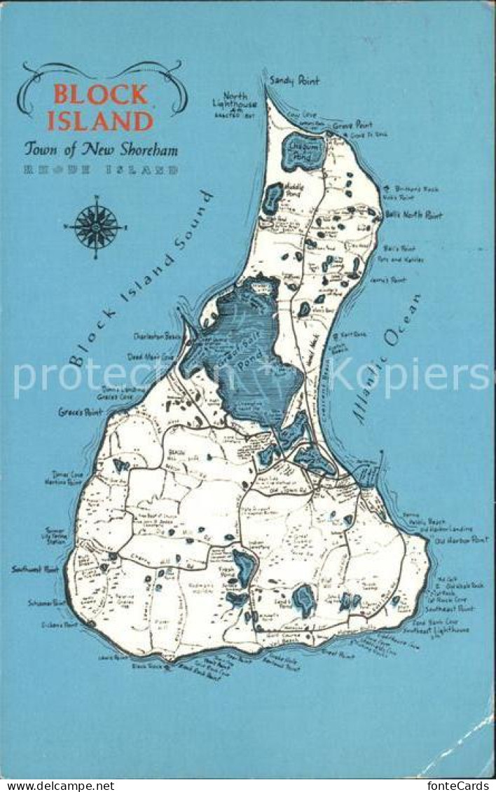 Rhode Island US-State Block Island Town of New Shoreham Inselkarte
