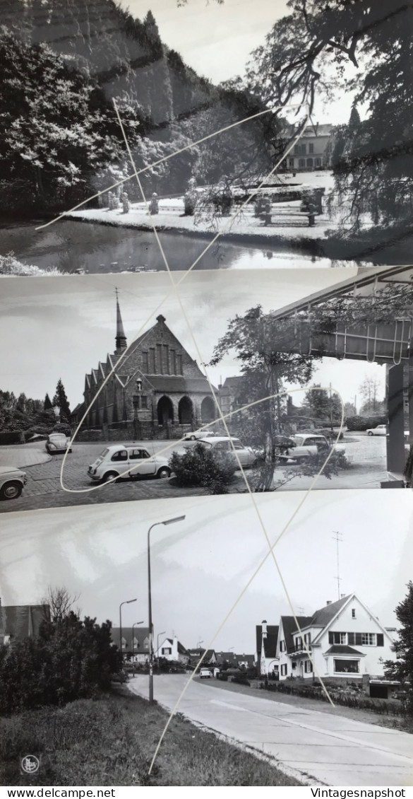 Rhode-St-Genèse St-Genesius-Rode kasteel, Bevrijdingslaan Kerk Fiat 500 VW COX 3x PK echte foto uitg Lots