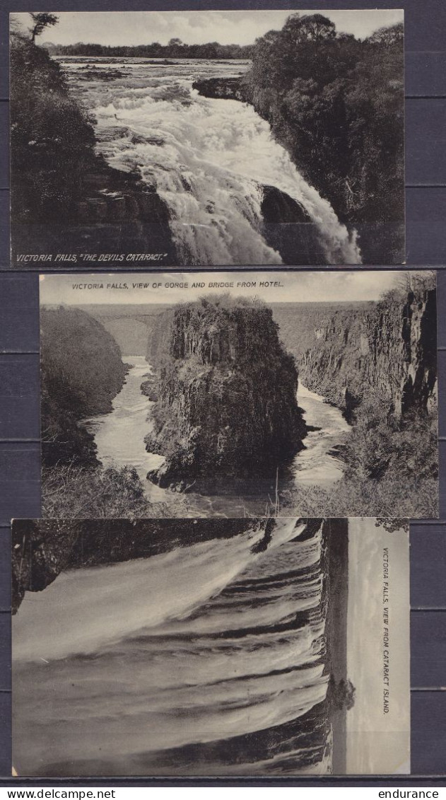 Rhodésie - lot 3 CPA neuves chutes Victoria "Victoria Falls" Raphael Tuck & Sons