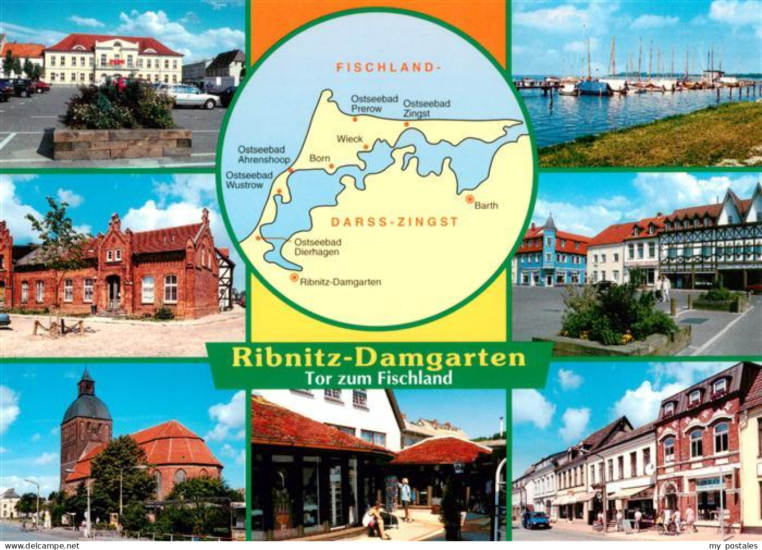 Ribnitz-Damgarten Ostseebad Rathaus Schloss Kirche Hafenpartie Ortspartien