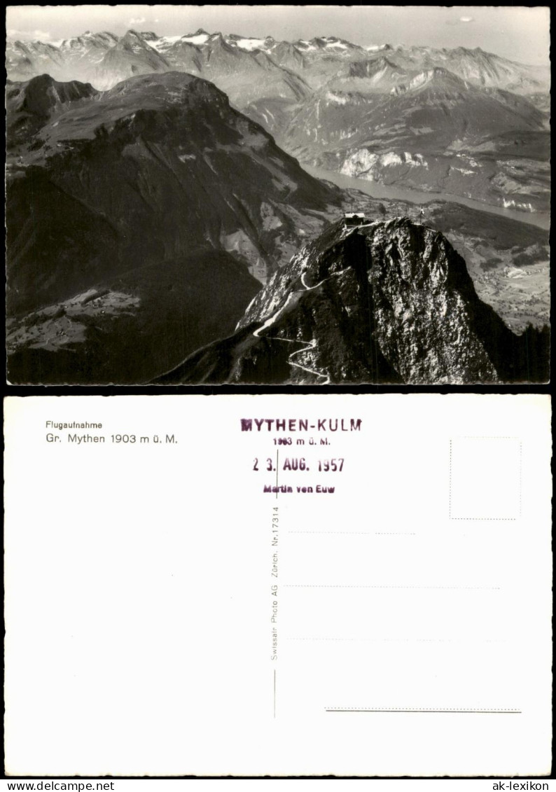 Rickenbach-Schwyz Flugaufnahme Grosser Mythen mit Mythen-Kulm 1957