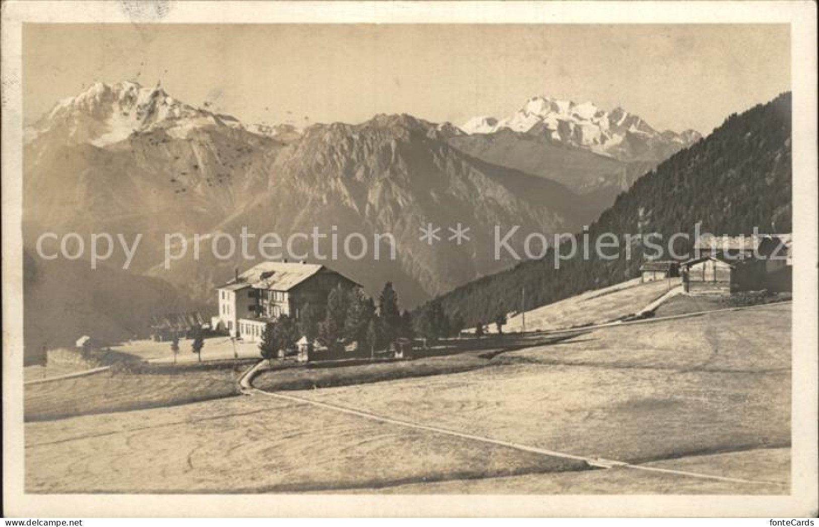 Riederalp Hotel Riederalp mit Fletschhorn und Mischabelgruppe