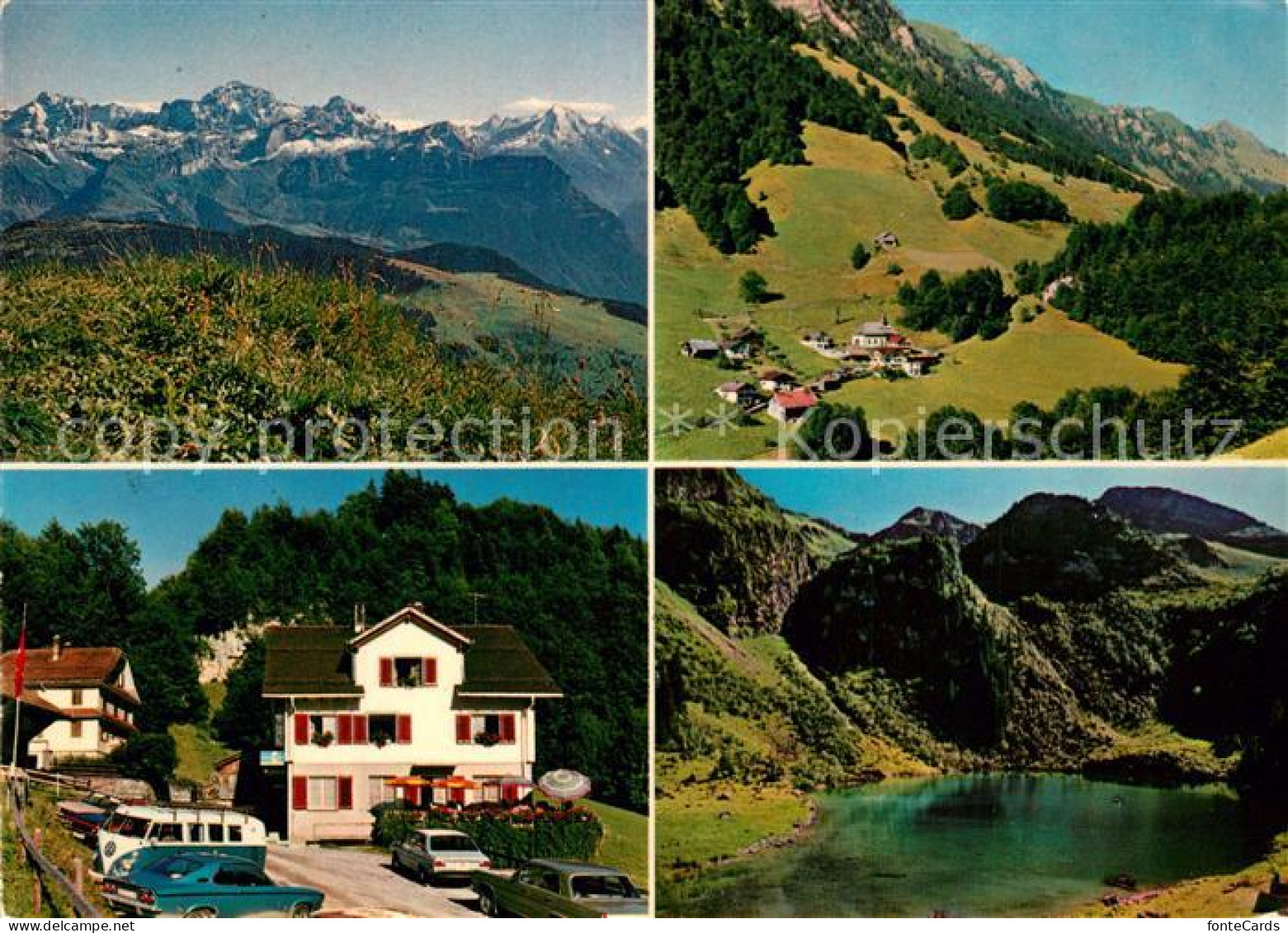 Riemenstalden Panorama Blick von Rophaien Gasthaus Kaiserstock Alpelen Seeli