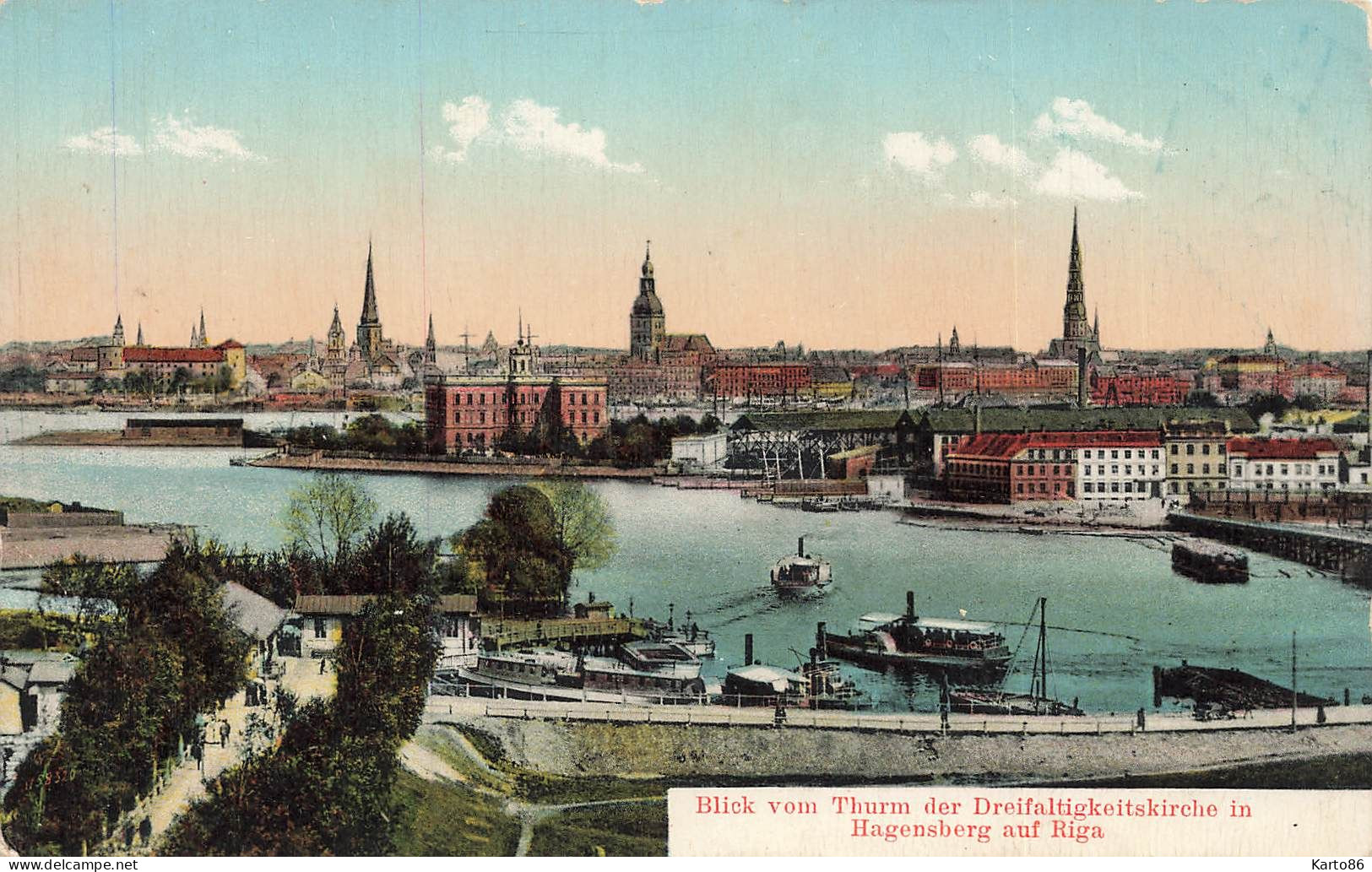 riga , letonia * blick vom thurm der dreifaltigkeitskirche in hagensberg auf Riga * lettonie