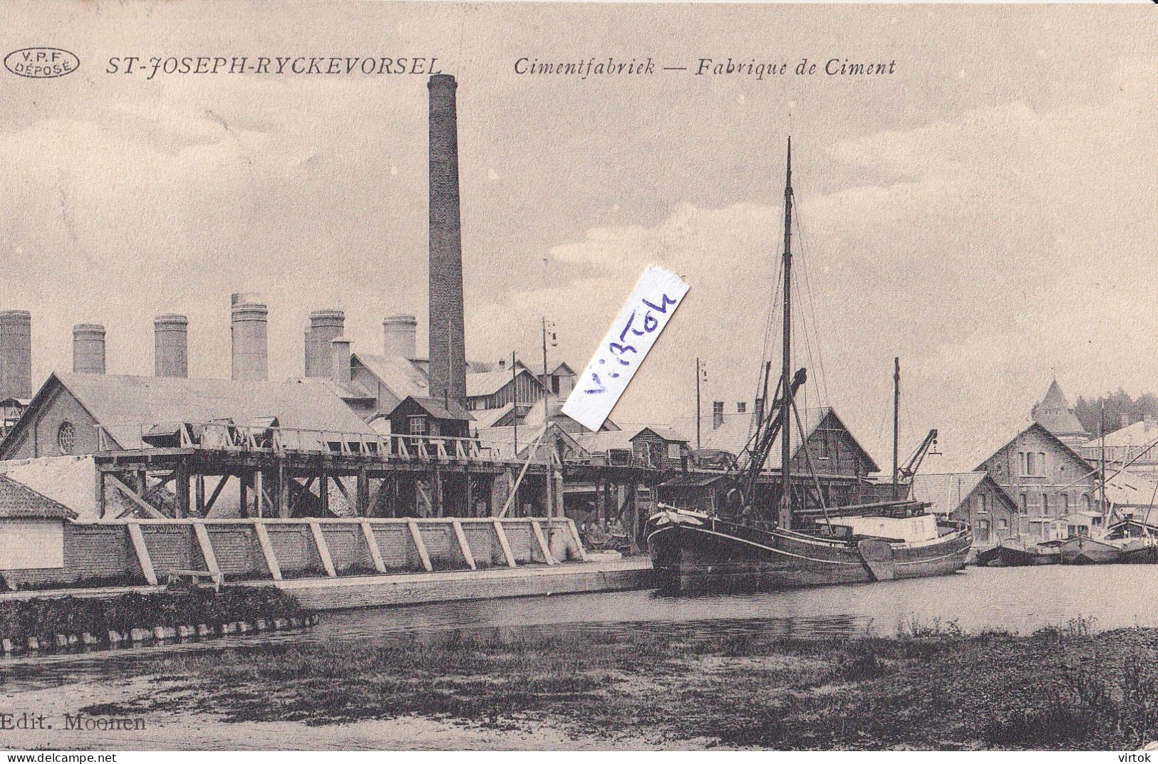 Rijkevorsel - Rijckevorsel ( St. Jozef ) :  cimentfabriek   ( 1919 met  zegel )  boot-schip