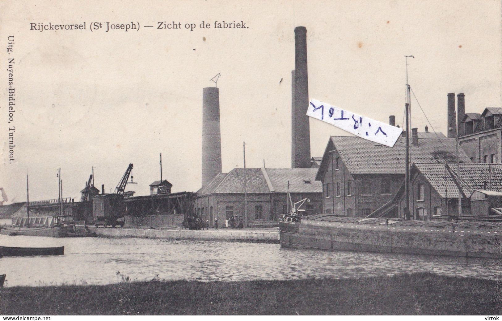 Rijkevorsel - Rijckevorsel ( St. Jozef ) : zicht op de fabriek  ( 1919 zonder zegel )  boot-schip