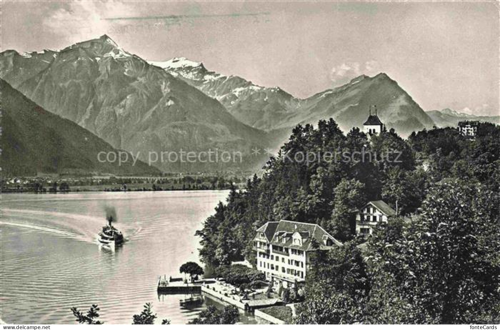 Ringgenberg Brienzersee Interlaken BE Brienzersee See Dampfschiff Hotel Kirche B