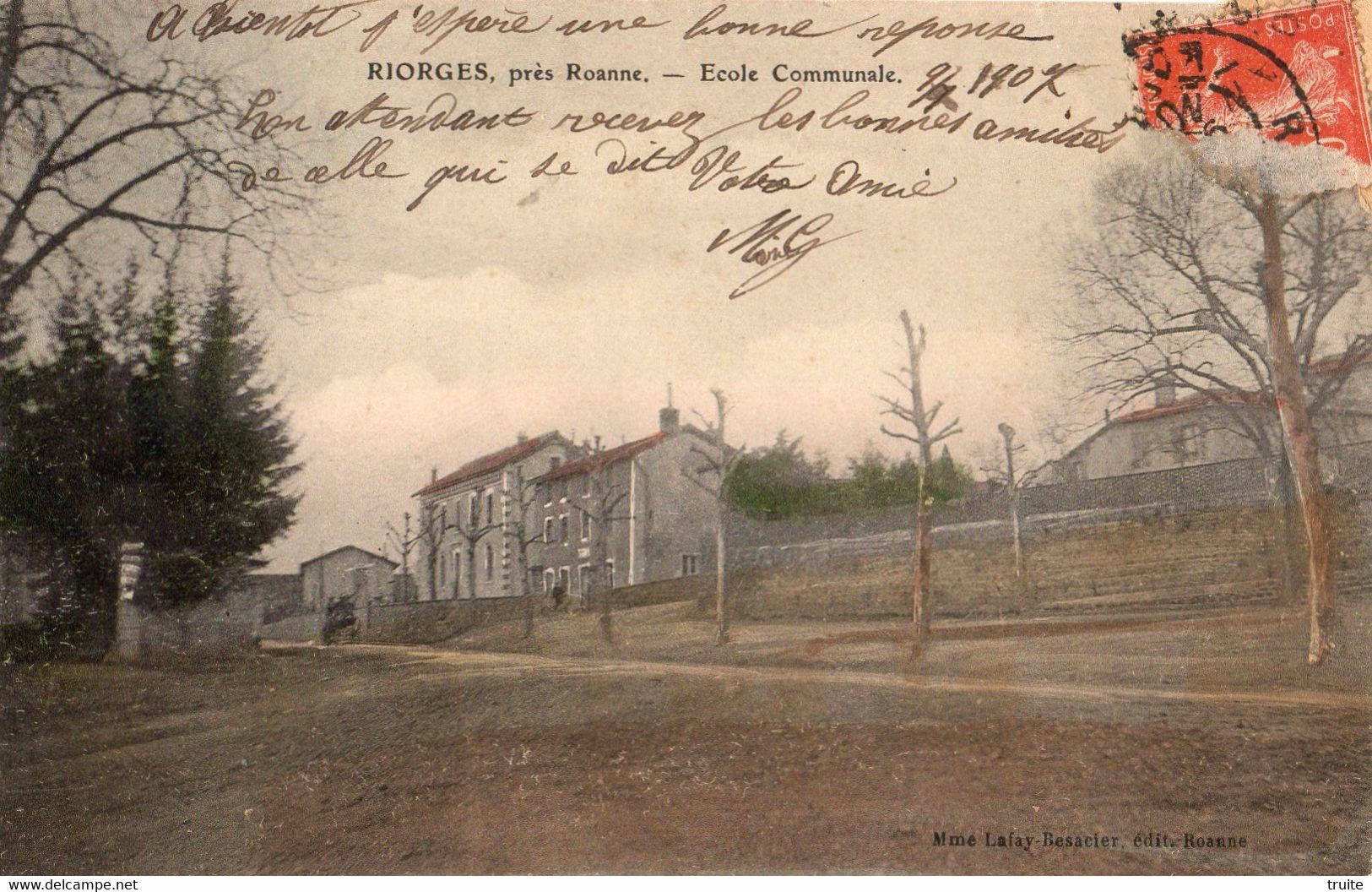 RIORGES PRES ROANNE ECOLE COMMUNALE (CARTE COLORISEE)