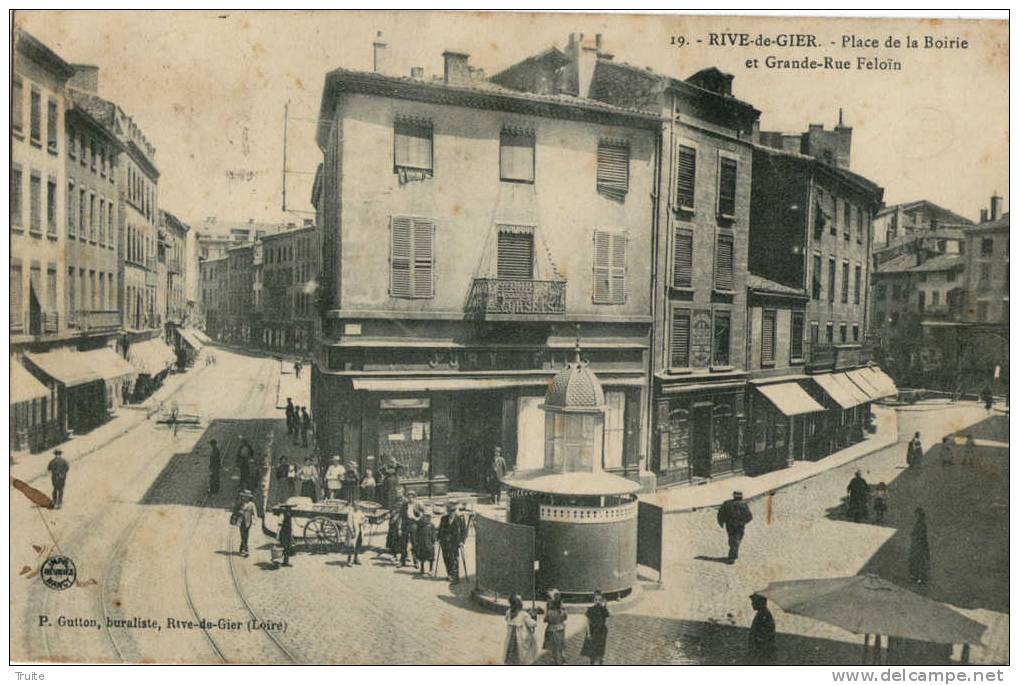RIVE-DE-GIER PLACE DE LA BOIRIE ET GRANDE-RUE FELOIN ANIMEE MARCHAN AMBULAN