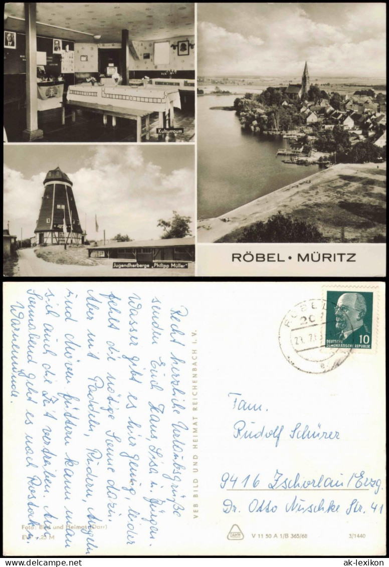 Röbel/Müritz DDR Mehrbildkarte u.a. mit Jugendherberge Philipp Müller 1968