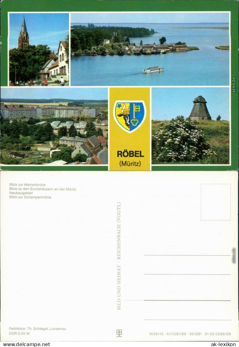 Röbel/Müritz Marienkirche Bootshäuser, Neubaugebiet, Schampermühle 1986