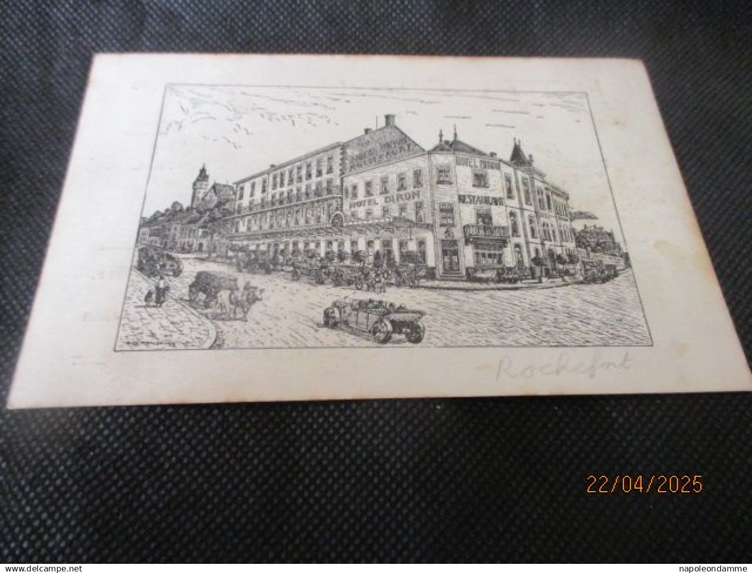 Rochefort,  Achterkant reclame Hotel Biron
